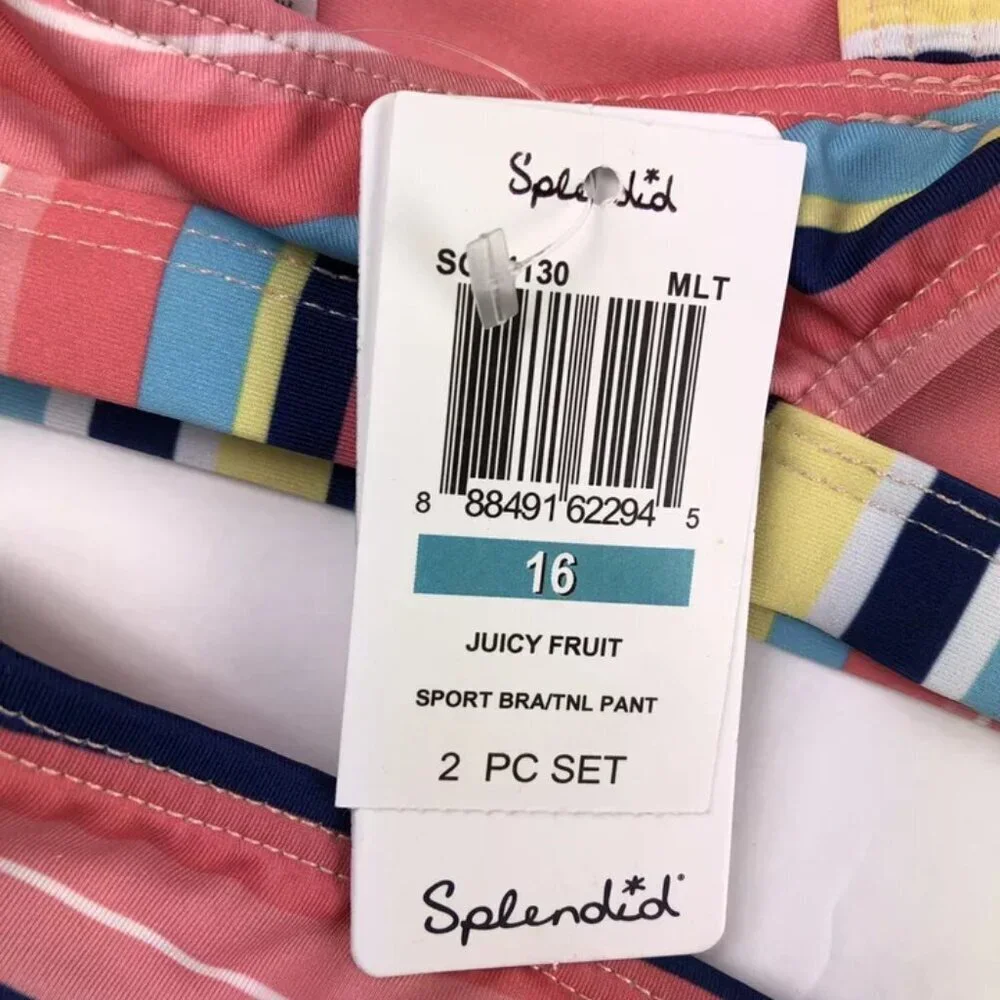 Splendid Girl’s Size 16 Pink Striped Bikini Set